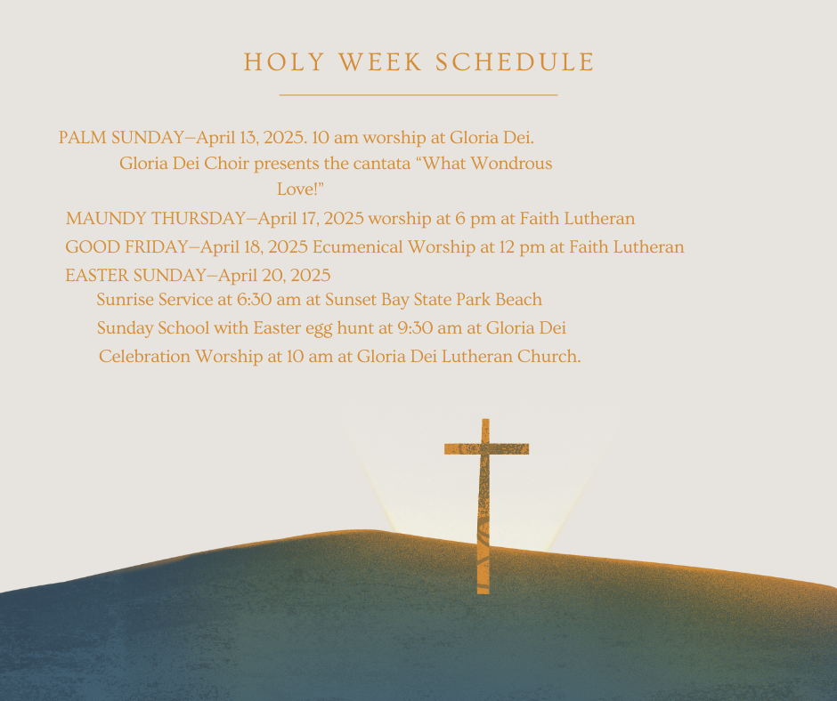 Holy Week and Easter Schedule